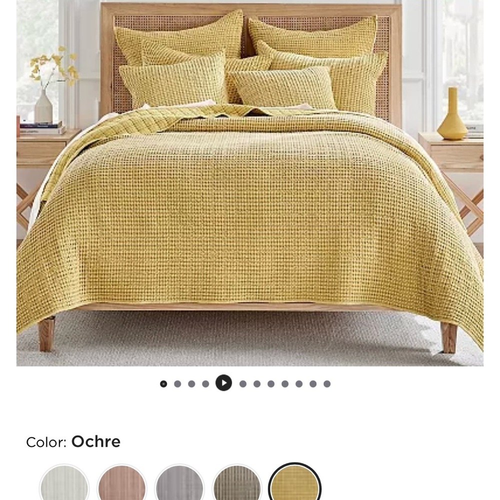 Ochre Waffle Weave Quilt Set